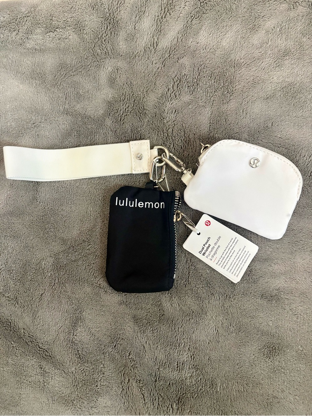 lululemon athletica White and Black Key & Card Pouch Set with Strap